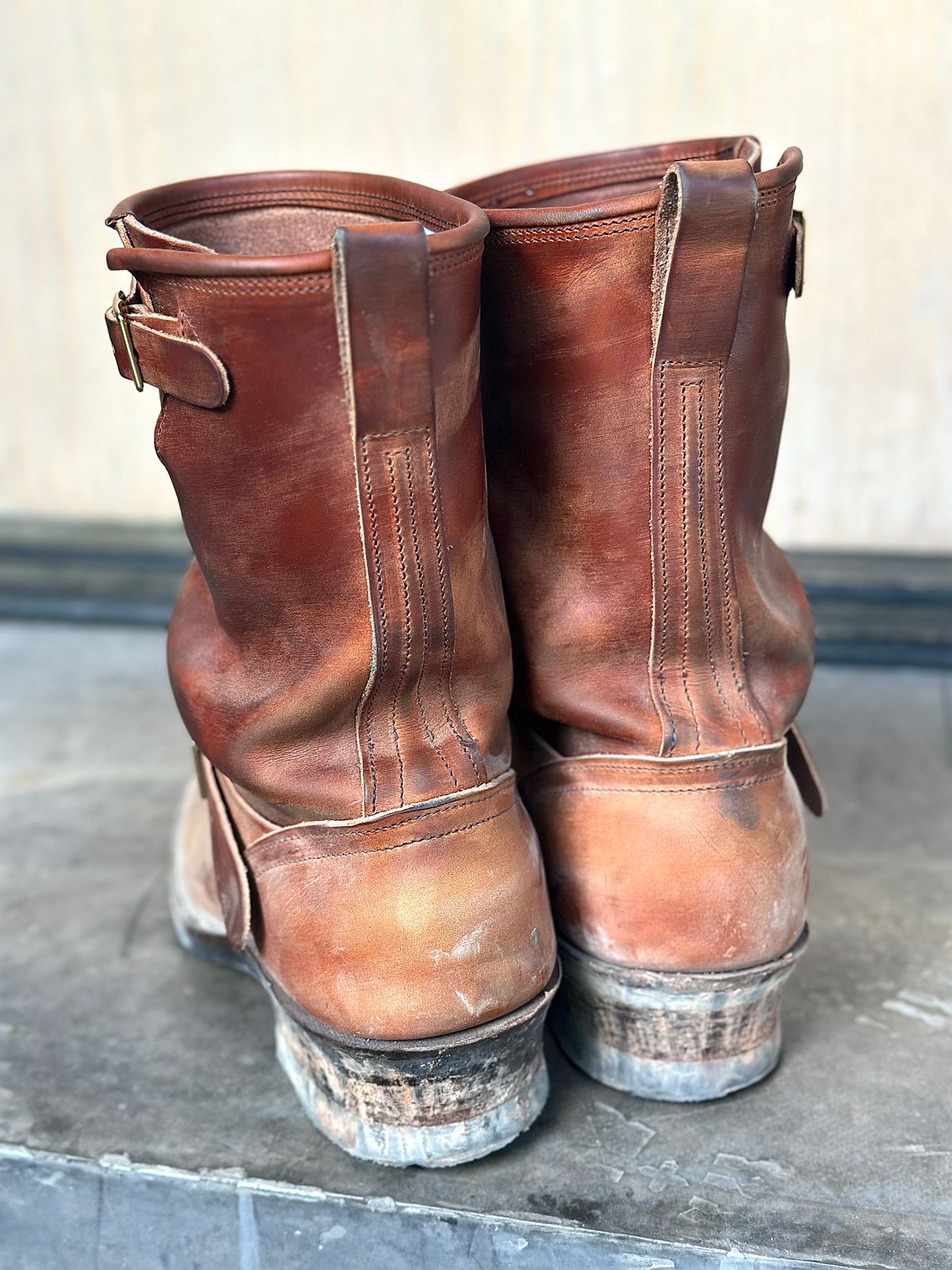 Photo by northsouthdenimguy on April 8, 2026 of the Nicks StationMaster in Wickett & Craig Double Stuffed Tan “Rough Cut”.