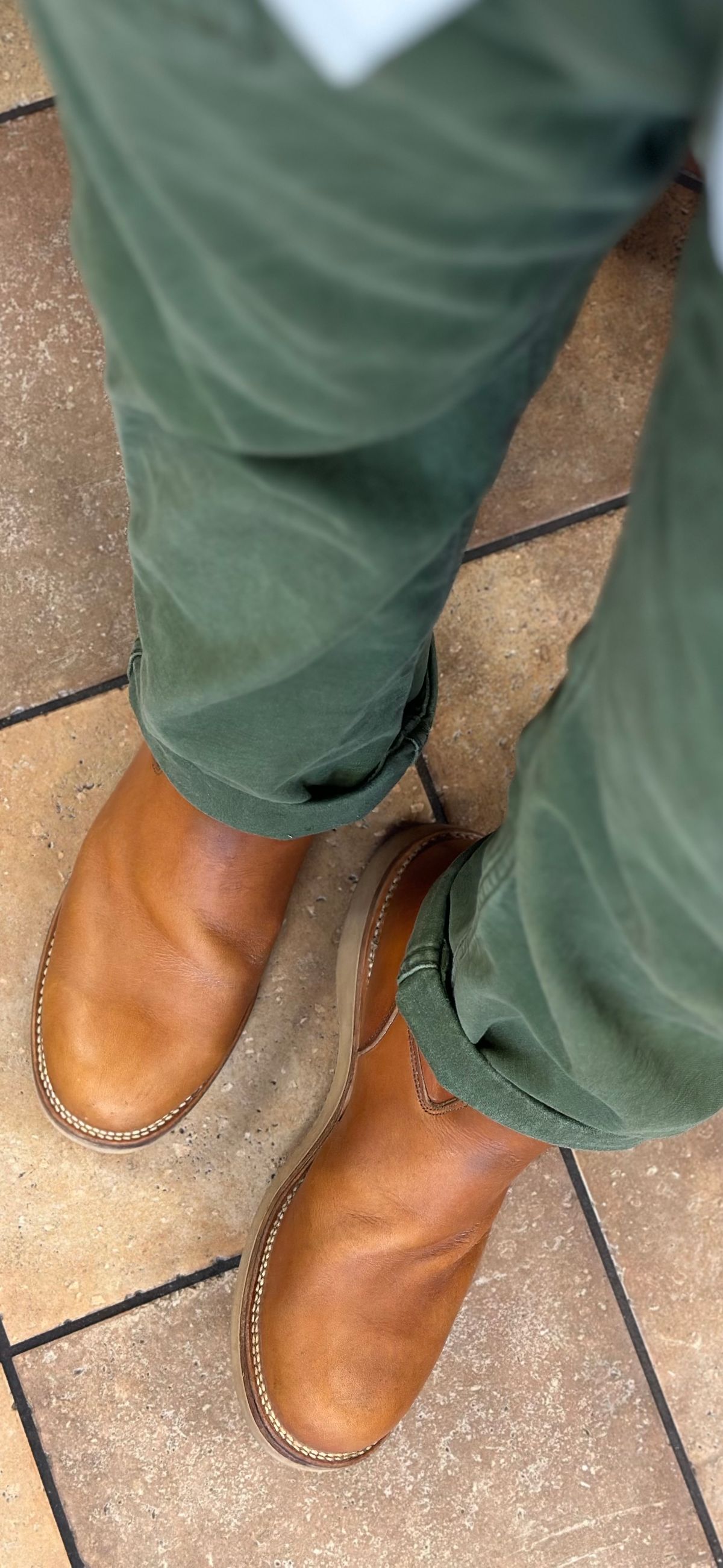 Photo by northsouthdenimguy on August 14, 2024 of the Viberg Roper Boot in Natural Japanese Cowhide.