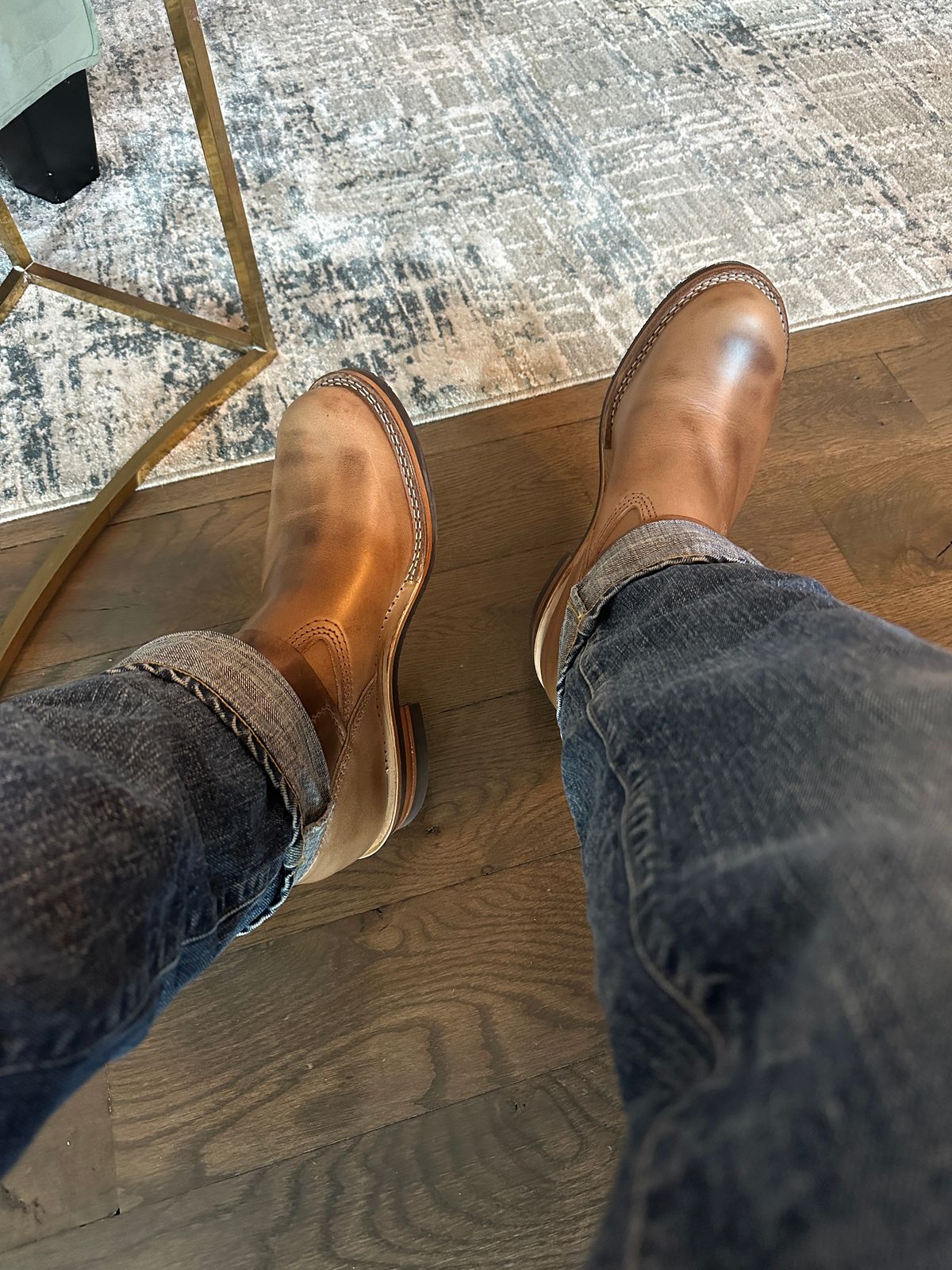 Photo by northsouthdenimguy on November 26, 2024 of the Wesco Ship John X Boss in Horween Natural Chromexcel.