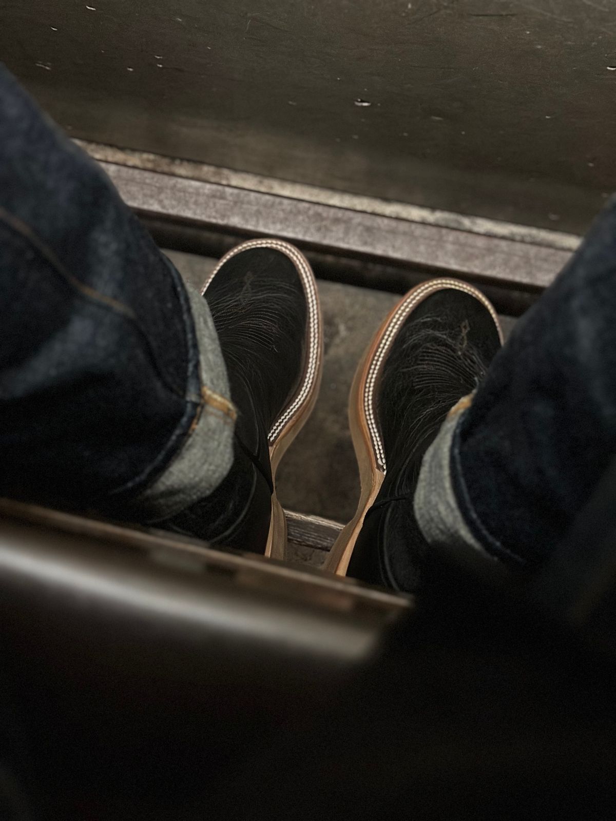 Photo by northsouthdenimguy on December 1, 2023 of the Rios of Mercedes x The Signet Store Midnight Special in Bison Black Navajo.