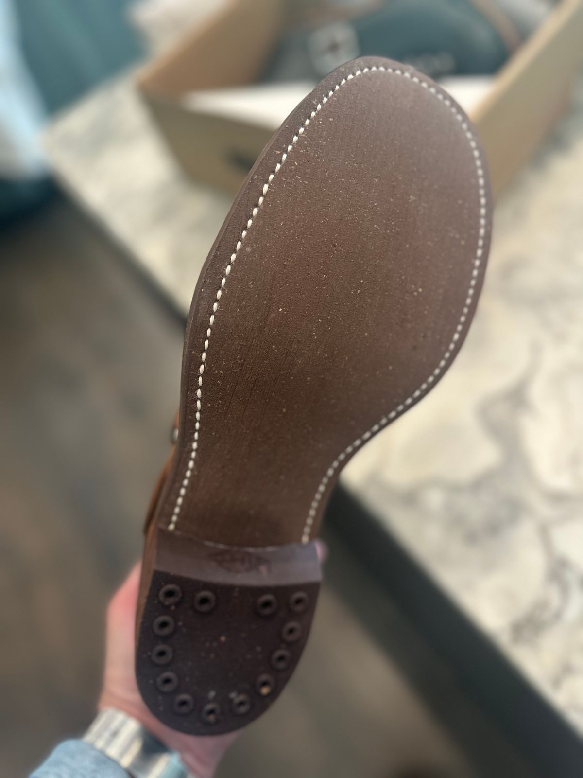 Photo by northsouthdenimguy on May 9, 2025 of the Dr. Sole Ski Boot in Horween Black Chromexcel.