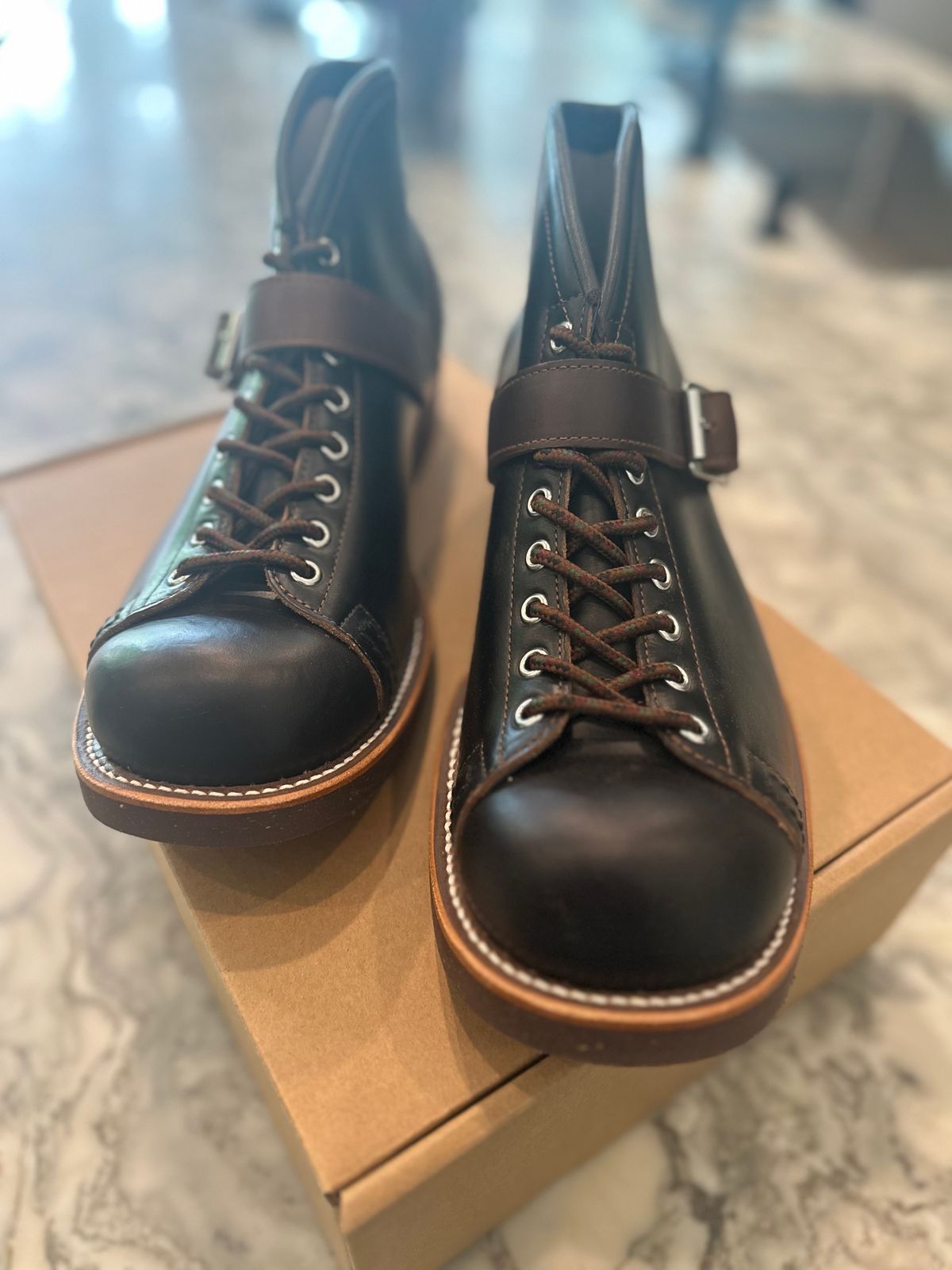 Photo by northsouthdenimguy on May 9, 2025 of the Dr. Sole Ski Boot in Horween Black Chromexcel.