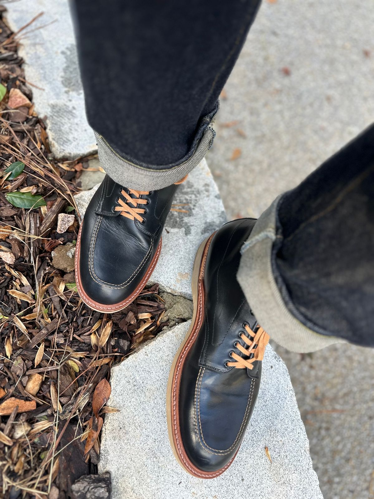 Photo by northsouthdenimguy on December 29, 2024 of the Alden Indy Boot in Horween Black Chromexcel.