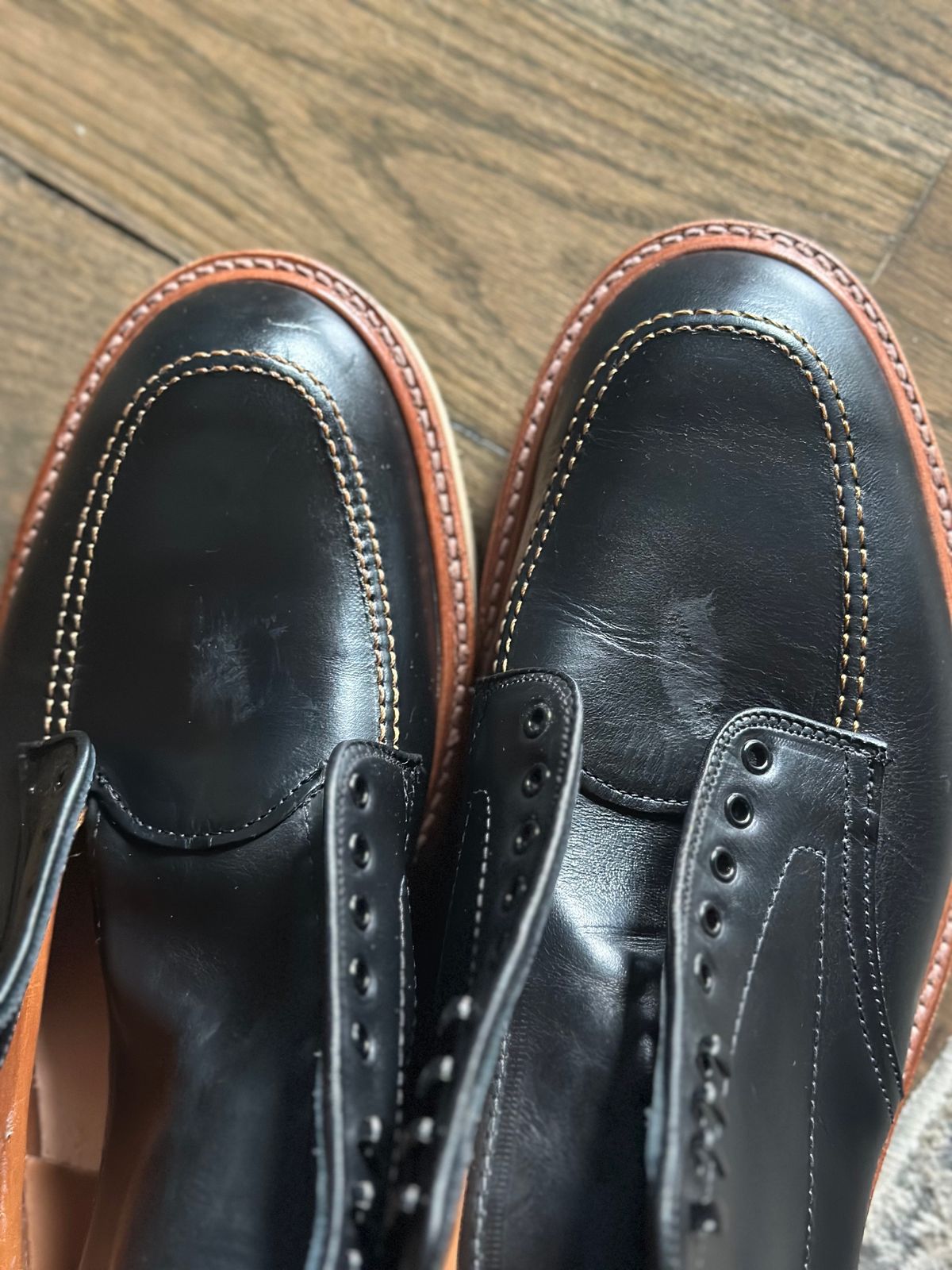 Photo by northsouthdenimguy on December 28, 2024 of the Alden Indy Boot in Horween Black Chromexcel.