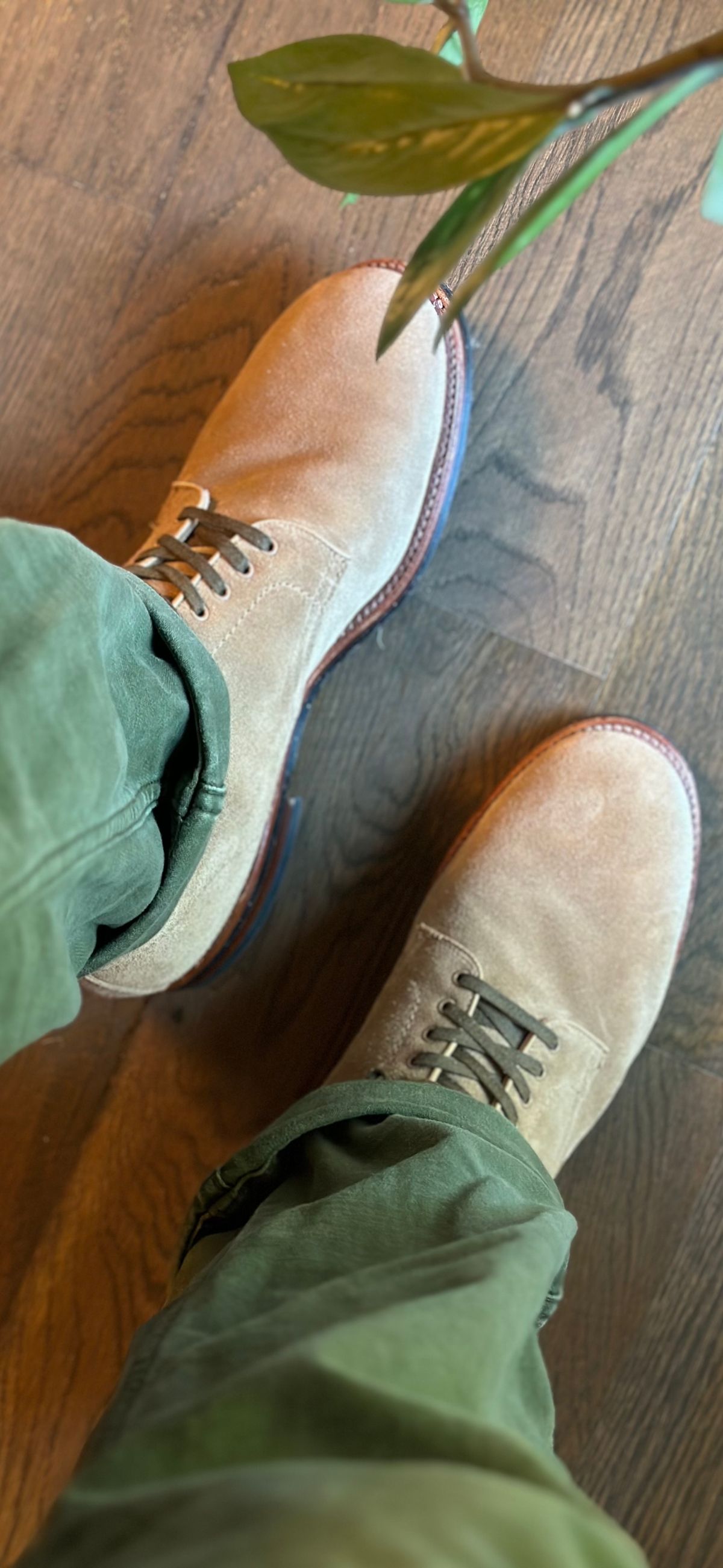 Photo by northsouthdenimguy on September 21, 2024 of the Alden x Brogue Boondocker Boot in Tan Suede.