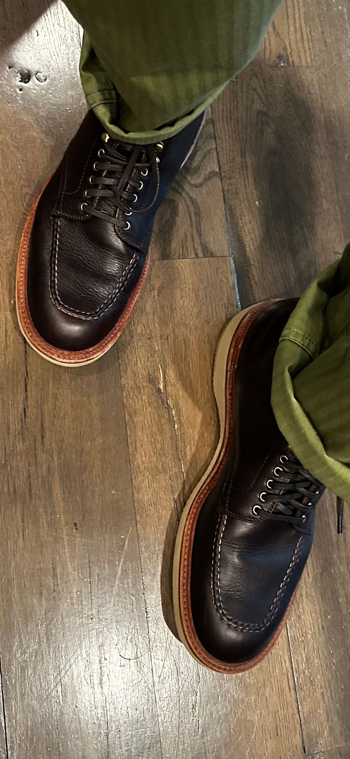 Photo by northsouthdenimguy on July 6, 2024 of the Alden Indy Boot in Horween Arabica Lux Calfskin.