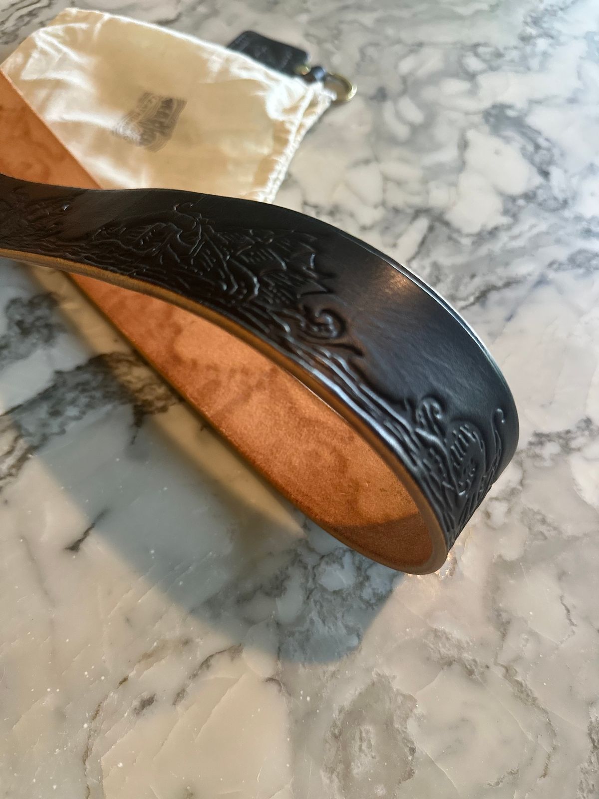 Photo by northsouthdenimguy on October 3, 2025 of the Harker Leather Works Kraken in Wickett & Craig Tan English Bridle.