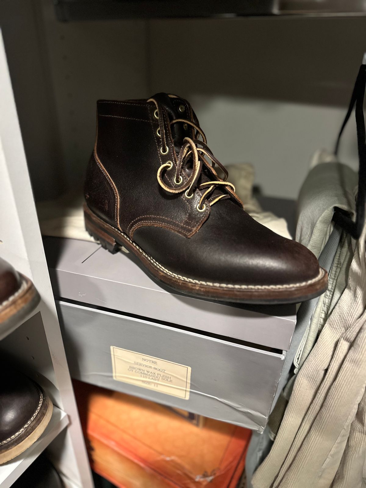 Photo by northsouthdenimguy on October 5, 2024 of the Viberg Service Boot in Horween Brown Waxed Flesh.