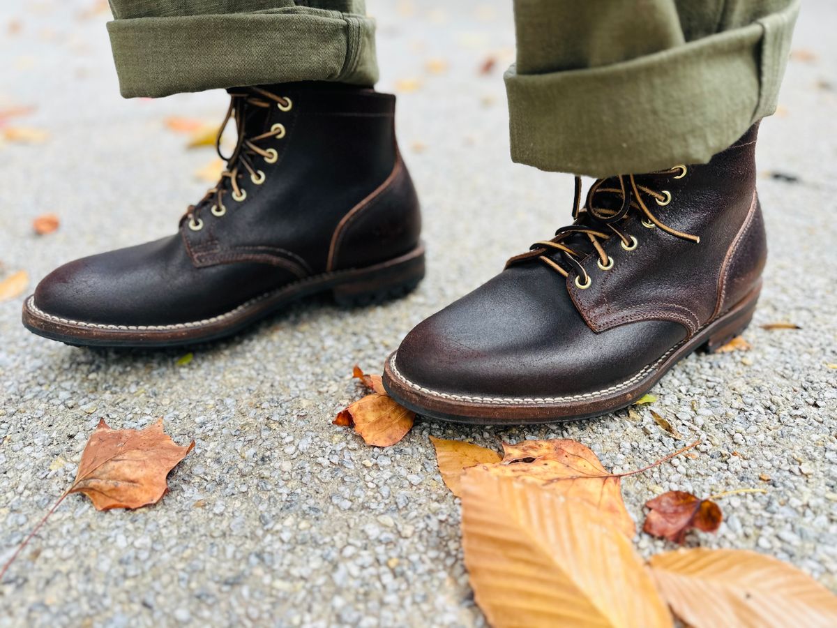 Photo by northsouthdenimguy on November 28, 2024 of the Viberg Service Boot in Horween Brown Waxed Flesh.