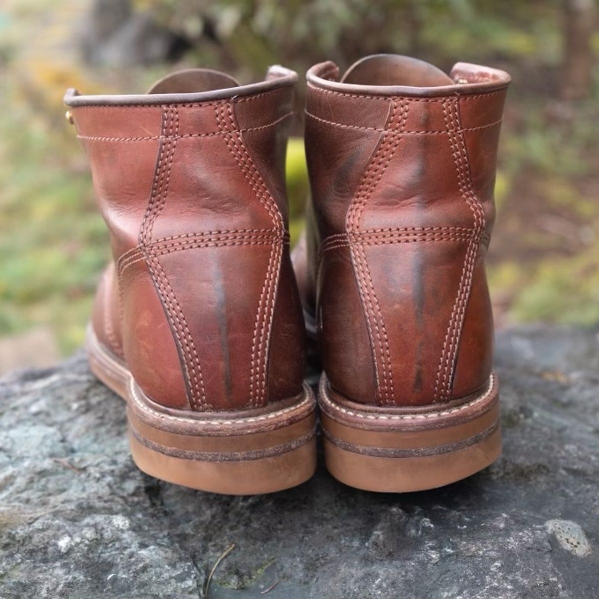 Photo by patinalfather on March 5, 2023 of the John Lofgren Combat Boots in Shinki Wabi-Sabi Horsebutt.