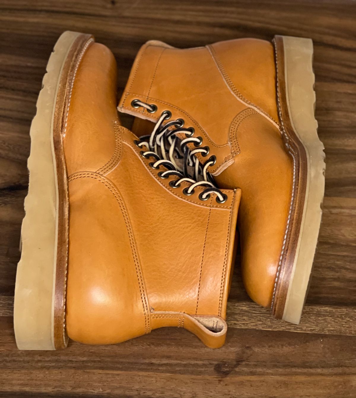 Photo by patinalfather on November 2, 2023 of the Viberg Scout Boot in Tochigi Natural Cowhide.