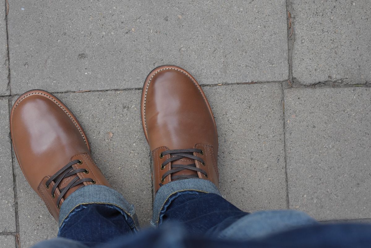 Photo by horsebuttboots on October 1, 2022 of the Quan Shoemaker Unknown Model in Horween Natural Shell Cordovan.
