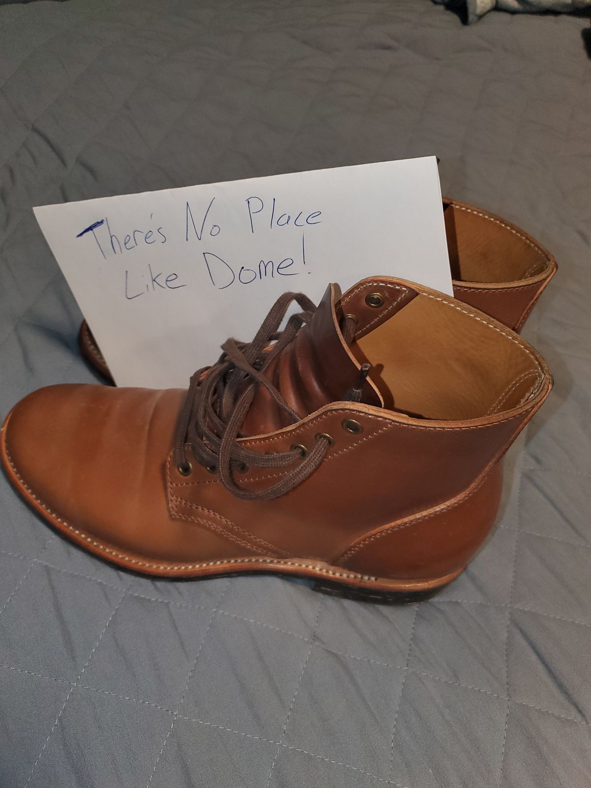Photo by horsebuttboots on November 8, 2022 of the Quan Shoemaker Unknown Model in Horween Natural Shell Cordovan.