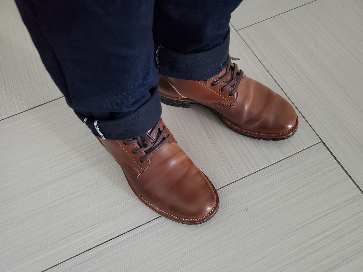 Photo by horsebuttboots on December 2, 2022 of the Quan Shoemaker Unknown Model in Horween Natural Shell Cordovan.
