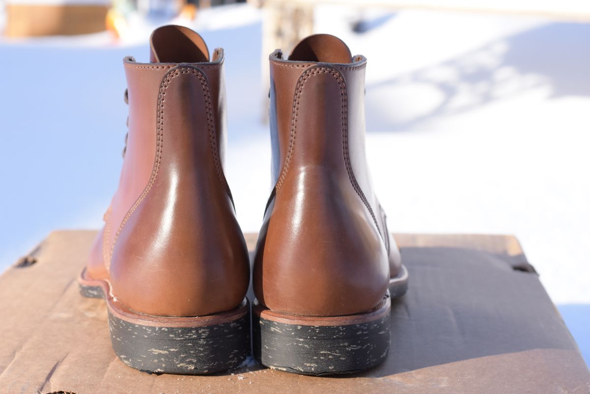 Photo by horsebuttboots on December 2, 2022 of the Quan Shoemaker Unknown Model in Horween Natural Shell Cordovan.