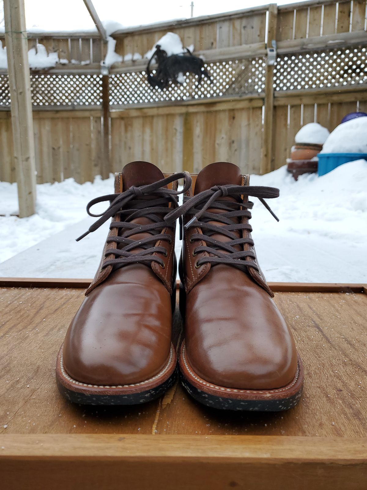 Photo by horsebuttboots on February 1, 2023 of the Quan Shoemaker Unknown Model in Horween Natural Shell Cordovan.