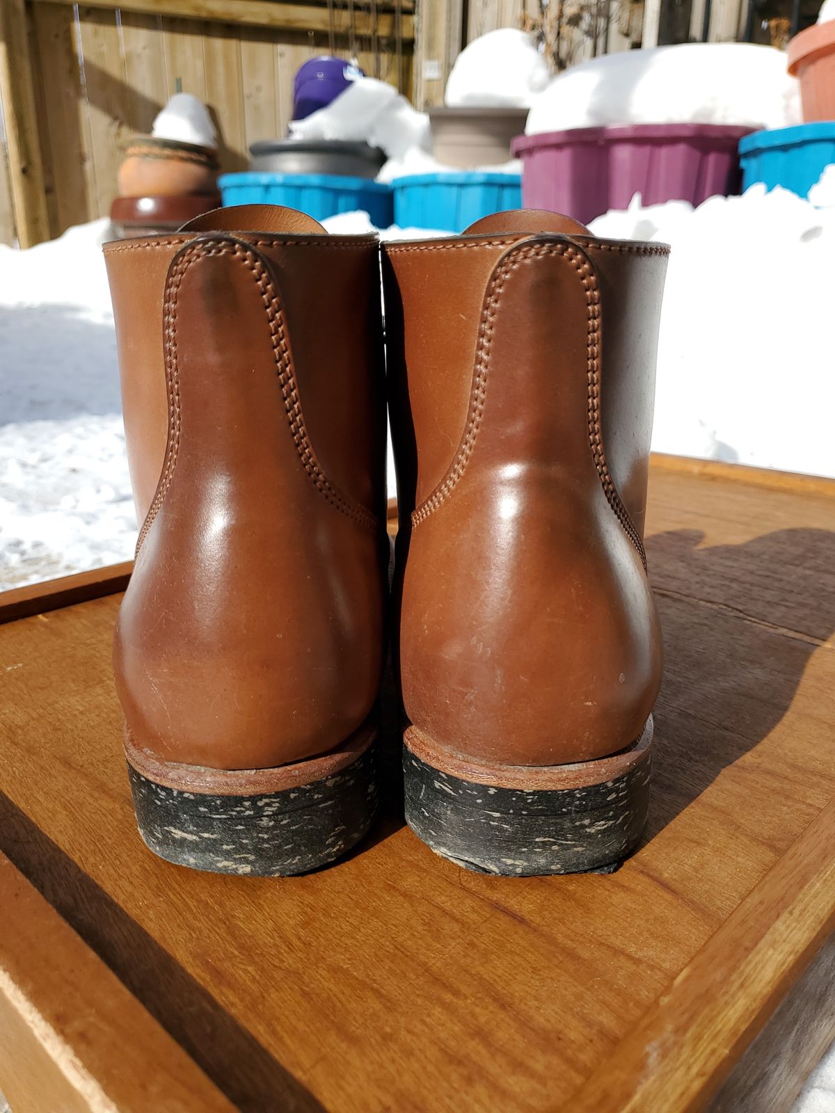 Photo by horsebuttboots on March 1, 2023 of the Quan Shoemaker Unknown Model in Horween Natural Shell Cordovan.