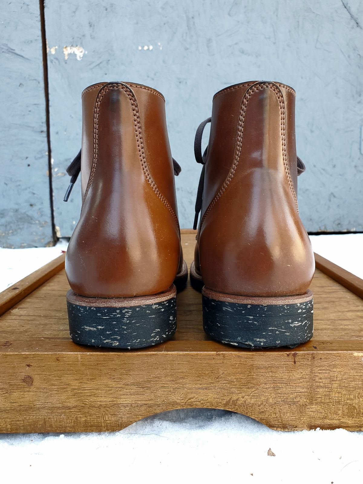 Photo by horsebuttboots on April 1, 2023 of the Quan Shoemaker Unknown Model in Horween Natural Shell Cordovan.