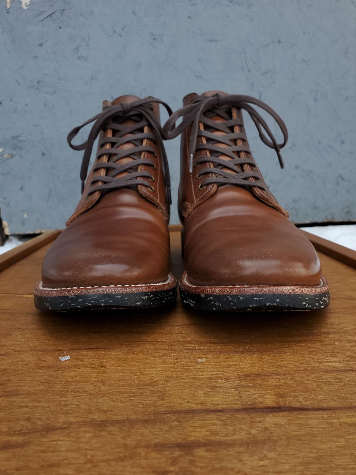 Photo by horsebuttboots on April 1, 2023 of the Quan Shoemaker Unknown Model in Horween Natural Shell Cordovan.