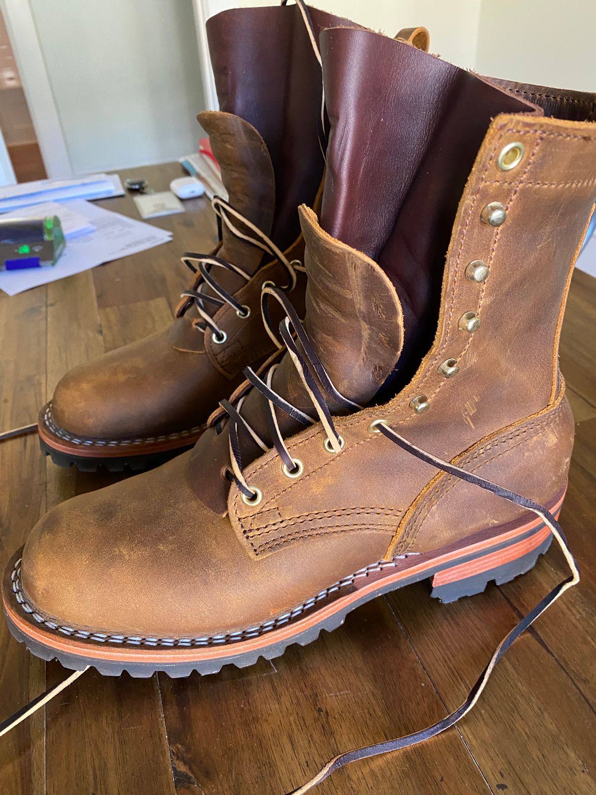 Photo by darcyconor on July 9, 2023 of the Nicks Overlander in Horween Orange Predator.