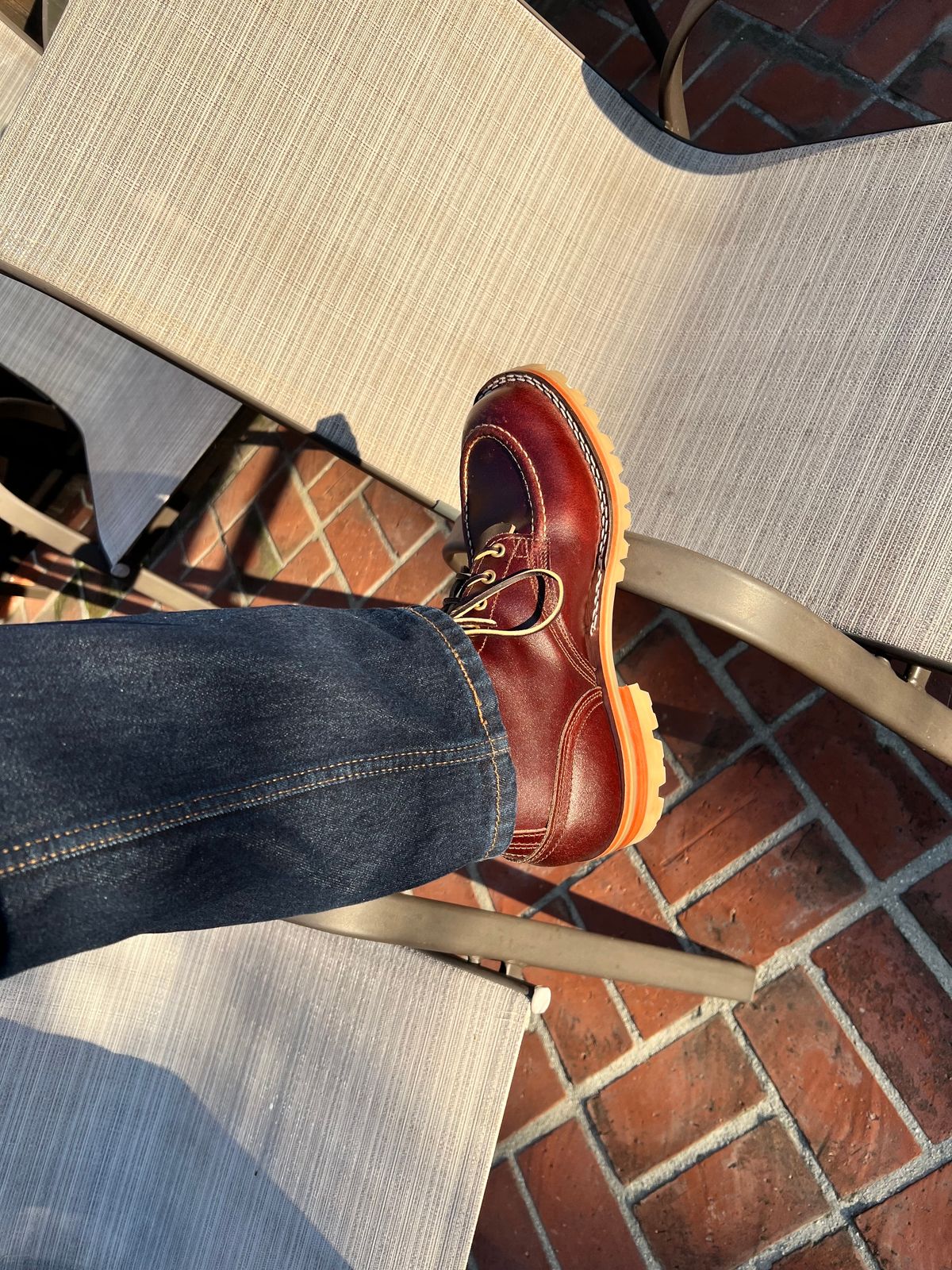 Photo by Snailchang on January 10, 2024 of the Nicks Moc Toe in Horween Tan Waxed Flesh.