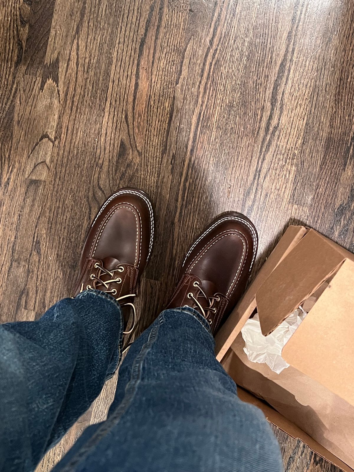 Photo by Snailchang on May 13, 2024 of the Nicks Moc Toe in Horween Brown Chromexcel.