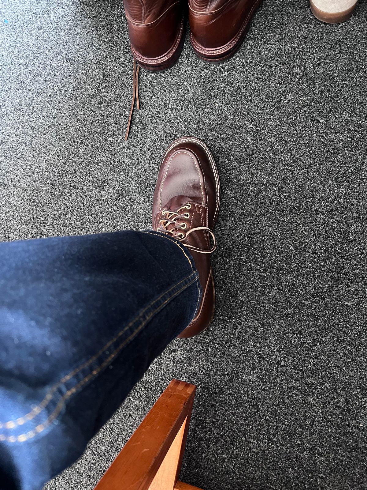 Photo by Snailchang on September 9, 2024 of the Nicks Moc Toe in Horween Brown Chromexcel.