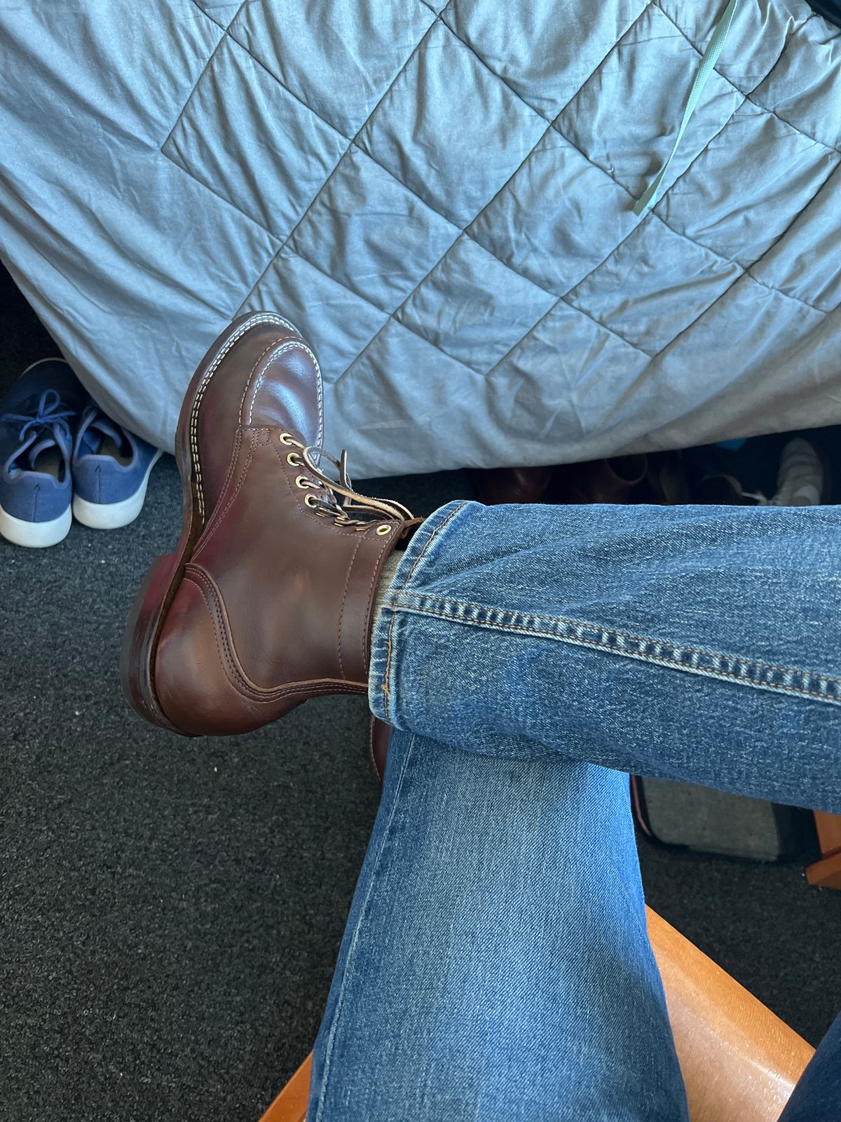 Photo by Snailchang on September 12, 2024 of the Nicks Moc Toe in Horween Brown Chromexcel.