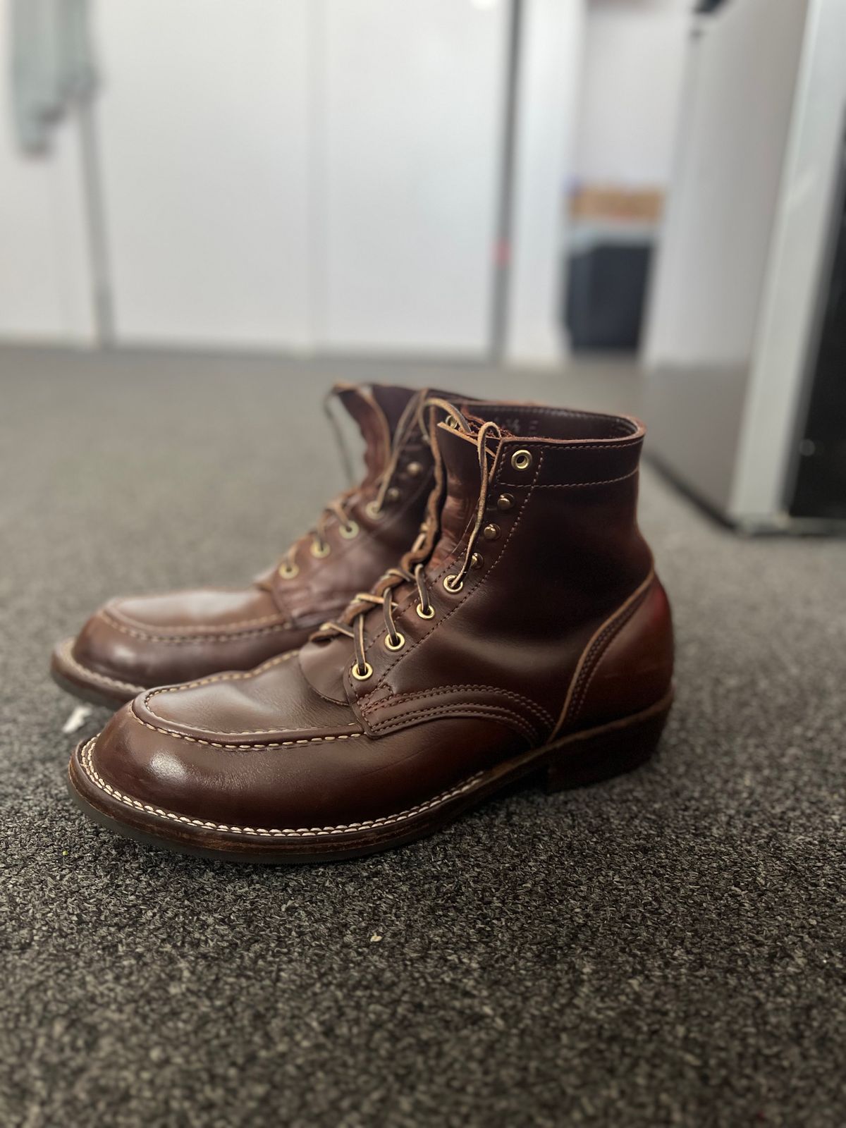 Photo by Snailchang on September 18, 2024 of the Nicks Moc Toe in Horween Brown Chromexcel.