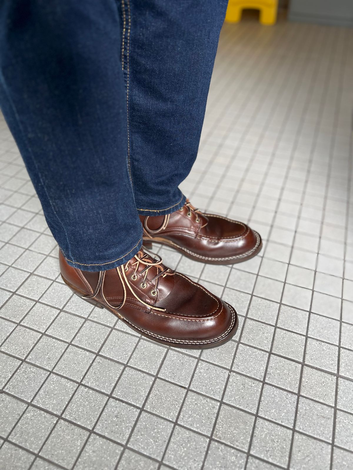 Photo by Snailchang on September 21, 2024 of the Nicks Moc Toe in Horween Brown Chromexcel.