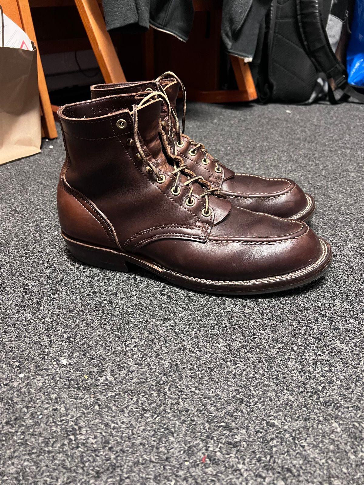 Photo by Snailchang on November 13, 2024 of the Nicks Moc Toe in Horween Brown Chromexcel.
