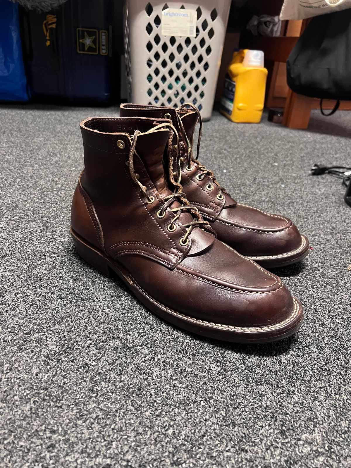 Photo by Snailchang on November 13, 2024 of the Nicks Moc Toe in Horween Brown Chromexcel.