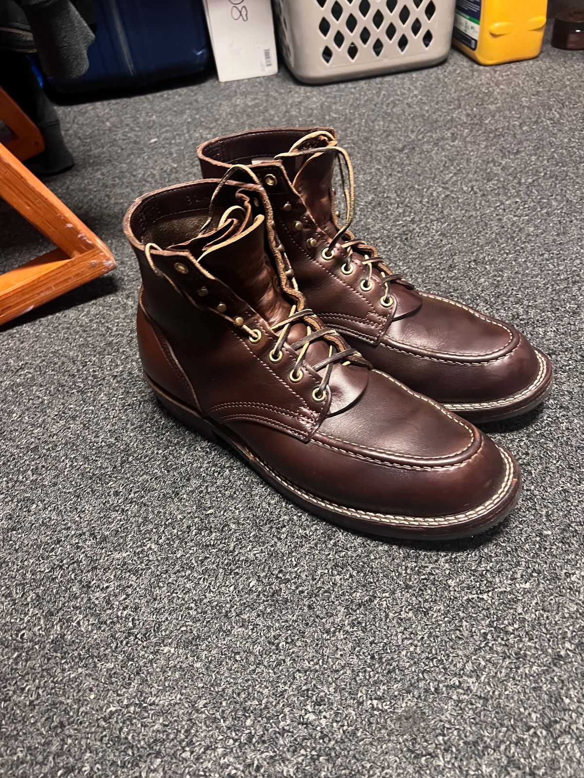 Photo by Snailchang on October 23, 2024 of the Nicks Moc Toe in Horween Brown Chromexcel.