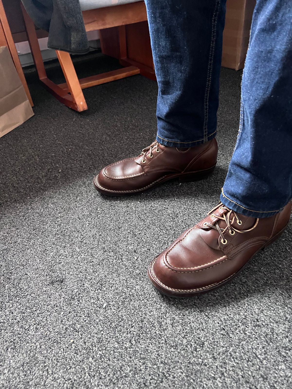 Photo by Snailchang on November 21, 2024 of the Nicks Moc Toe in Horween Brown Chromexcel.