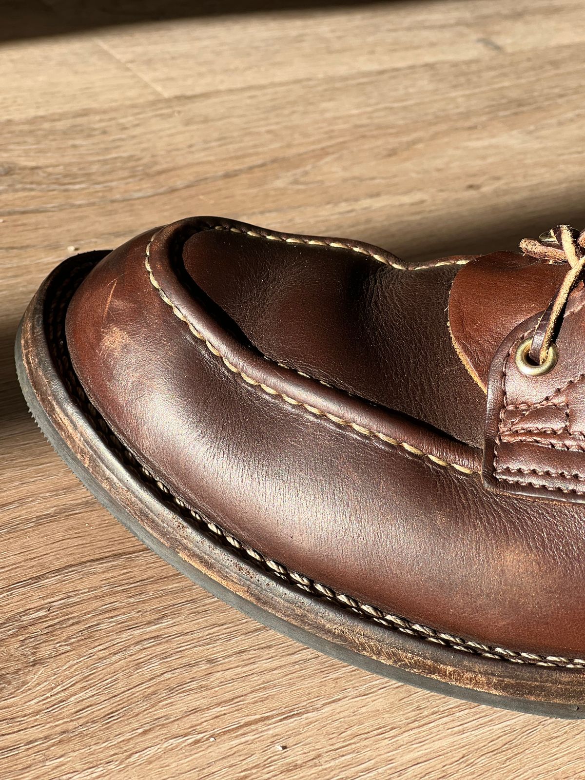 Photo by Snailchang on September 12, 2025 of the Nicks Moc Toe in Horween Brown Chromexcel.