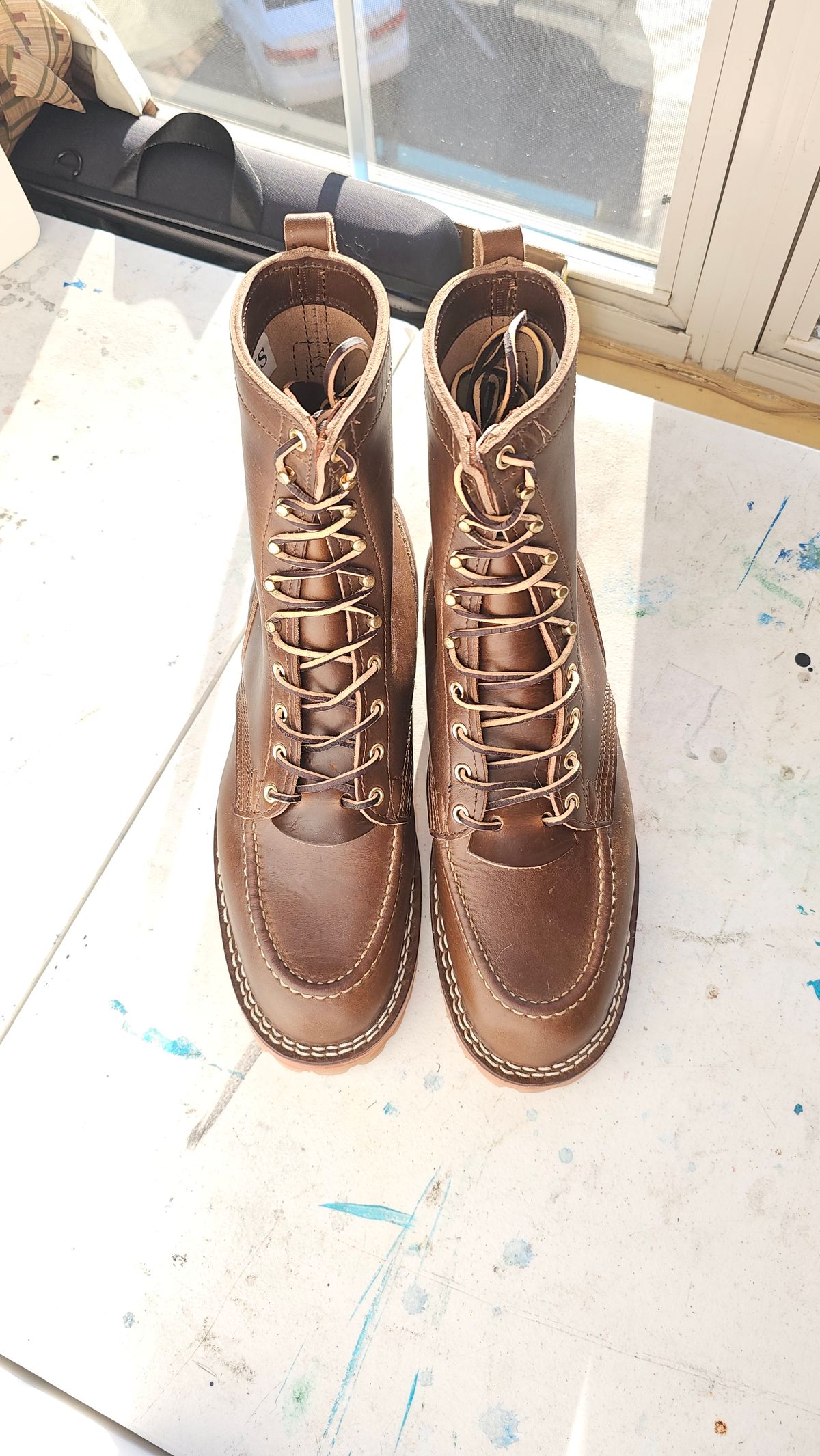 Photo by fozzie_the_bear on October 1, 2023 of the Nicks DomePro in Horween British Tan Chromexcel.