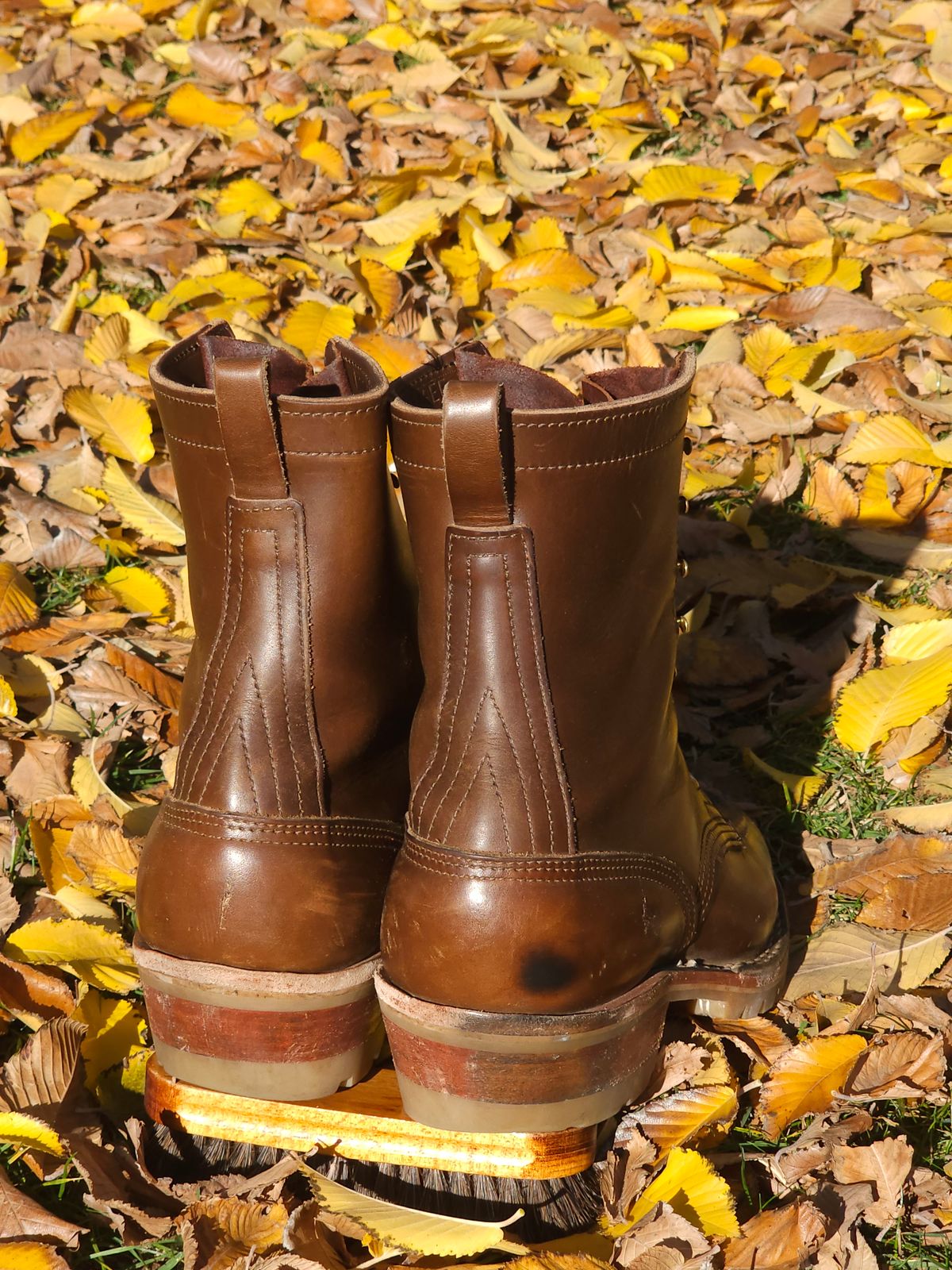 Photo by fozzie_the_bear on December 4, 2023 of the Nicks DomePro in Horween British Tan Chromexcel.