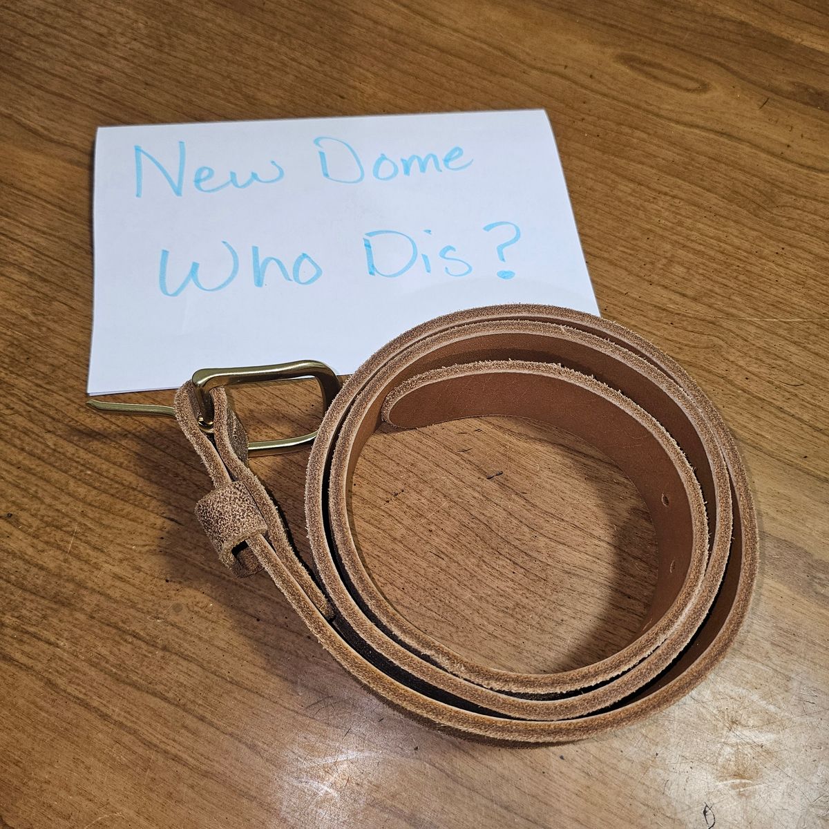 Photo by fozzie_the_bear on October 1, 2025 of the Nicks Work Belt in Seidel 1964 Tan Roughout.