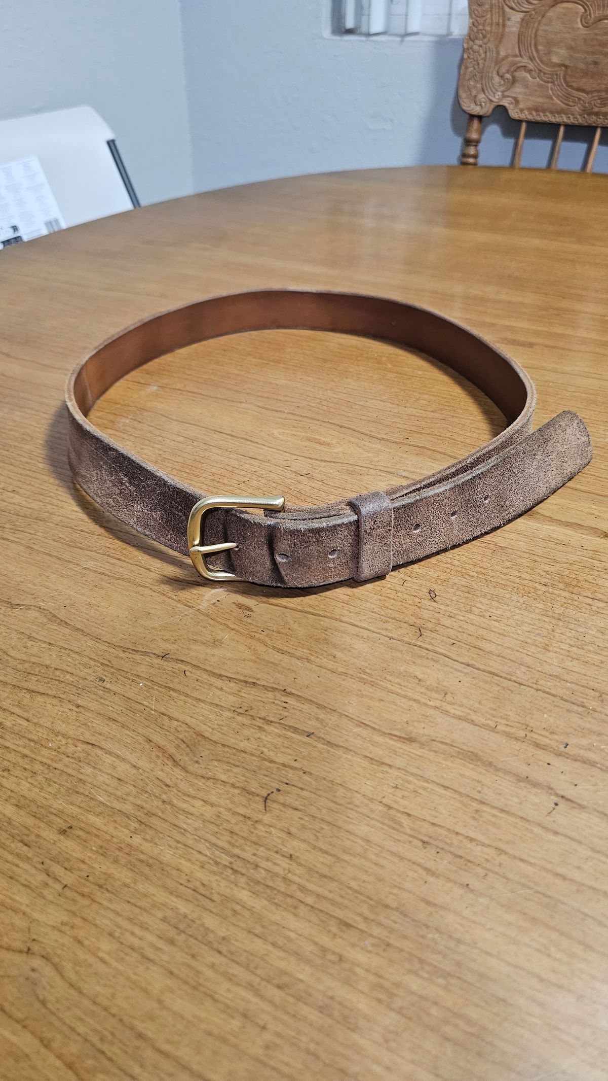 Photo by fozzie_the_bear on November 5, 2025 of the Nicks Work Belt in Seidel 1964 Tan Roughout.