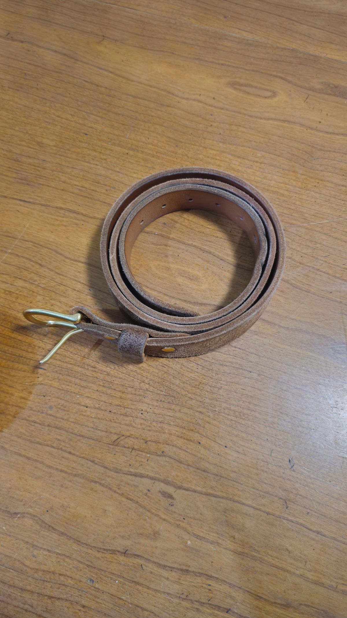 Photo by fozzie_the_bear on December 4, 2025 of the Nicks Work Belt in Seidel 1964 Tan Roughout.