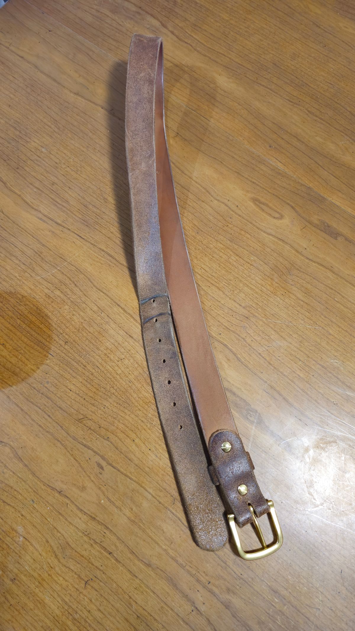 Photo by fozzie_the_bear on December 4, 2025 of the Nicks Work Belt in Seidel 1964 Tan Roughout.