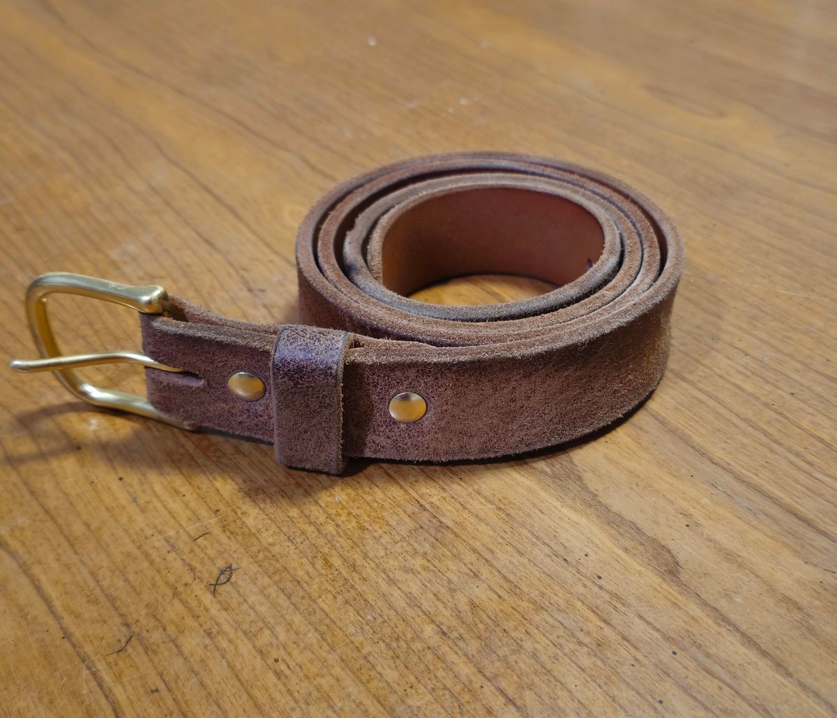 Photo by fozzie_the_bear on January 5, 2026 of the Nicks Work Belt in Seidel 1964 Tan Roughout.