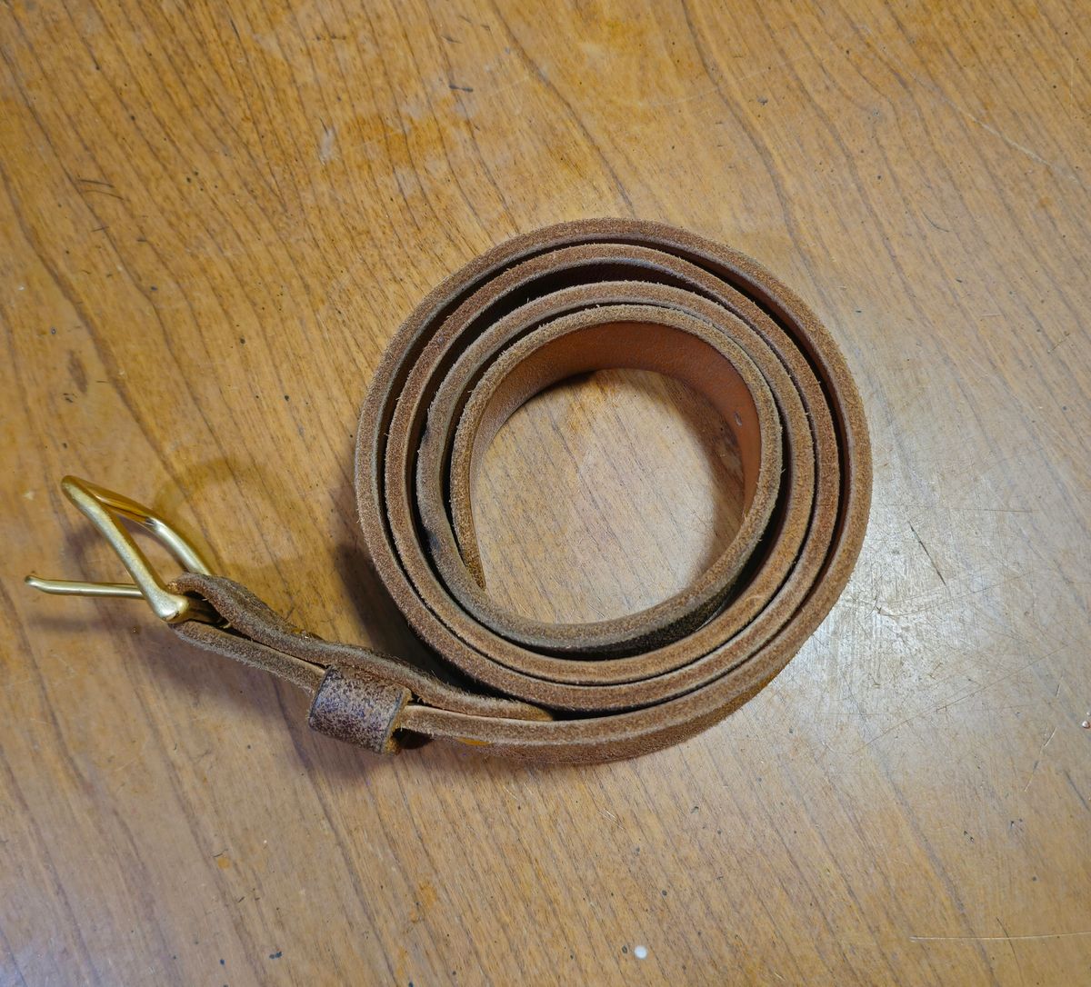 Photo by fozzie_the_bear on January 5, 2026 of the Nicks Work Belt in Seidel 1964 Tan Roughout.