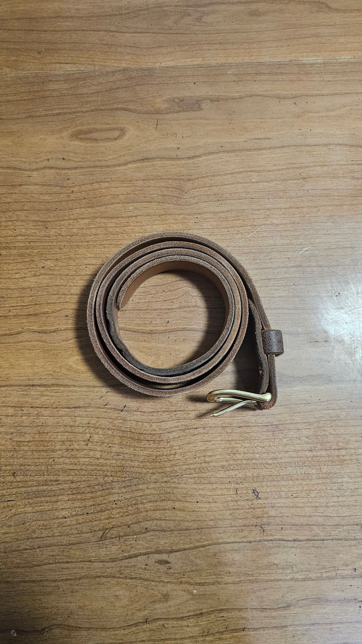 Photo by fozzie_the_bear on February 5, 2026 of the Nicks Work Belt in Seidel 1964 Tan Roughout.