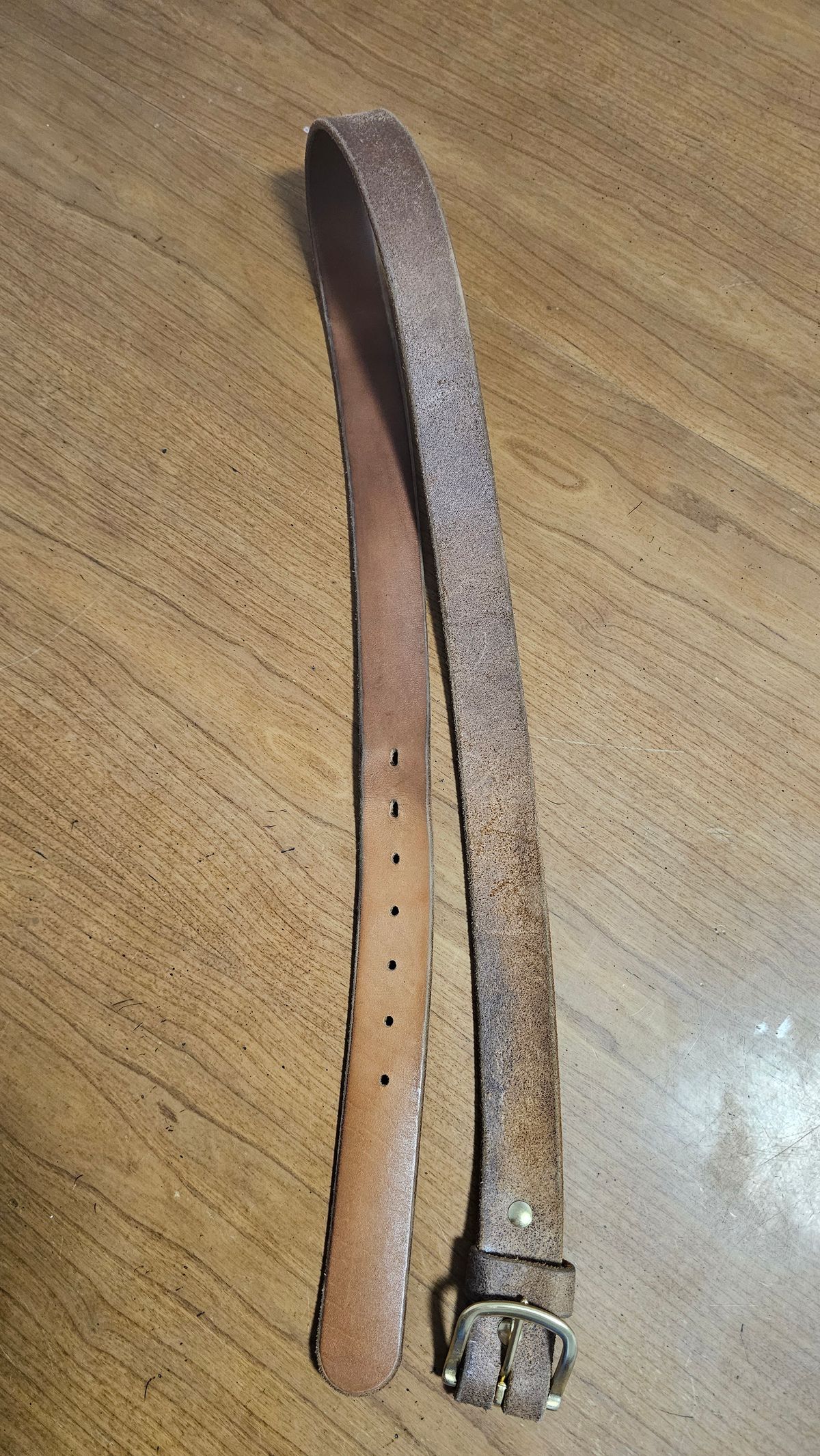 Photo by fozzie_the_bear on February 5, 2026 of the Nicks Work Belt in Seidel 1964 Tan Roughout.