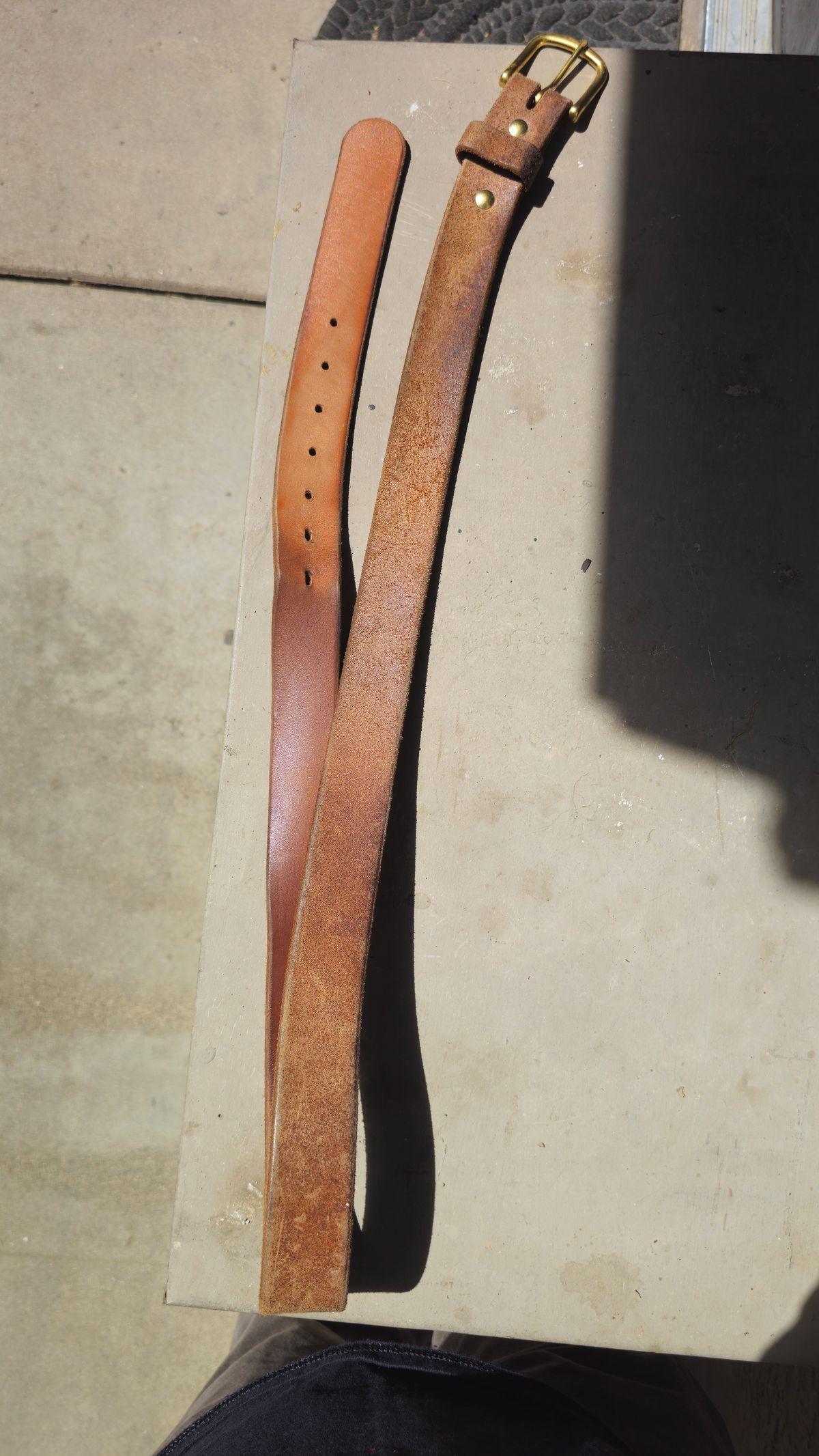 Photo by fozzie_the_bear on April 5, 2026 of the Nicks Work Belt in Seidel 1964 Tan Roughout.