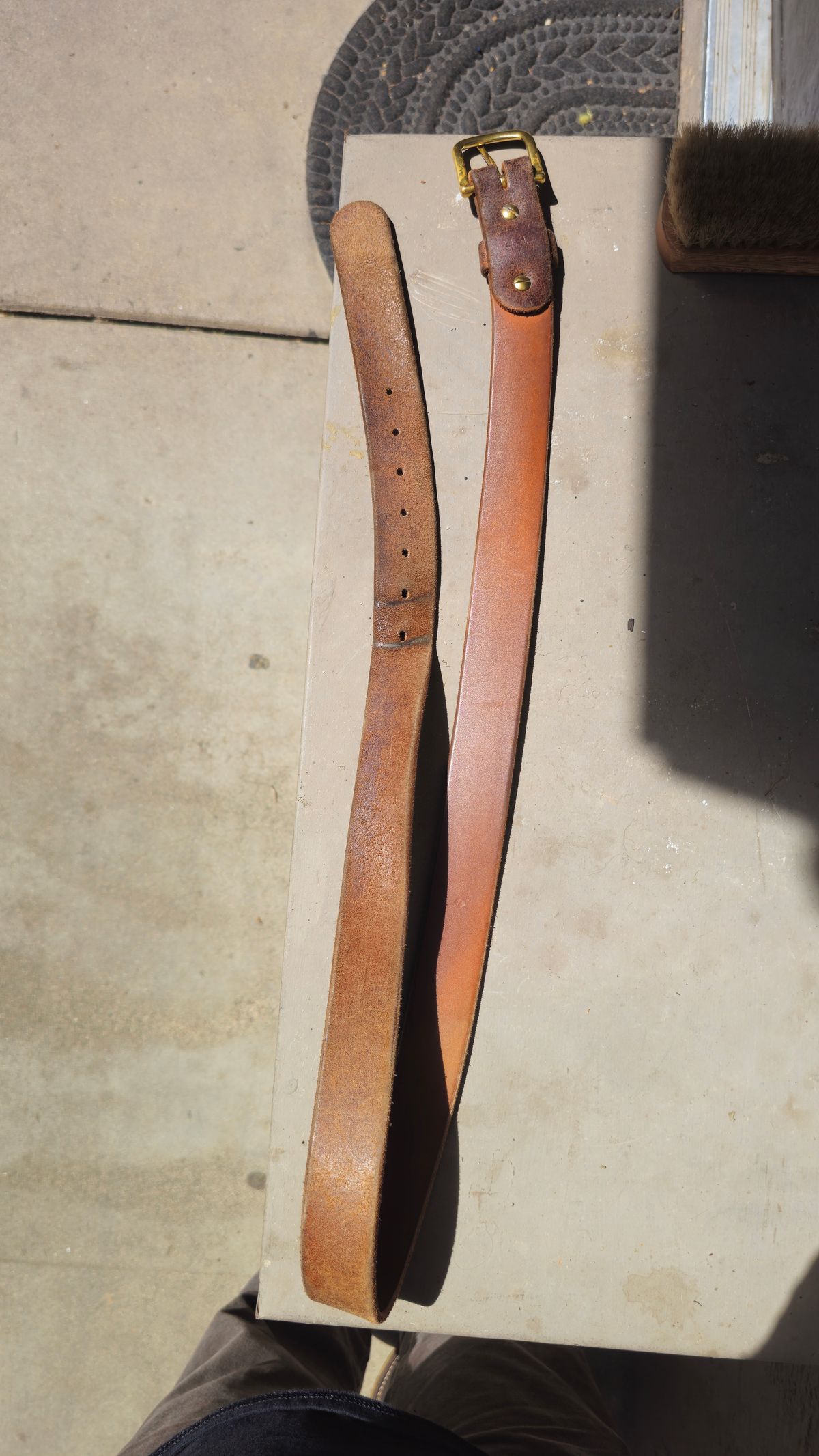 Photo by fozzie_the_bear on April 5, 2026 of the Nicks Work Belt in Seidel 1964 Tan Roughout.