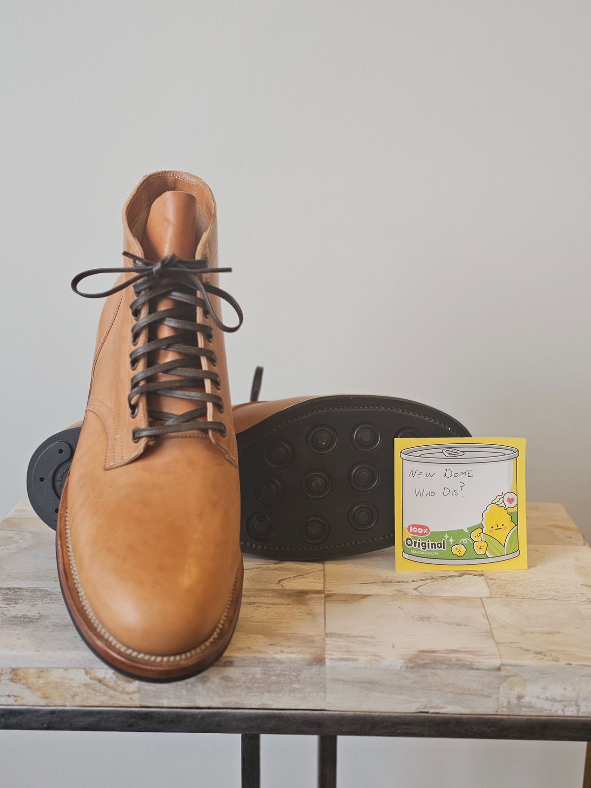 Photo by cgbaird2 on October 2, 2025 of the Viberg Service Boot in Maryam Natural Horsebutt.