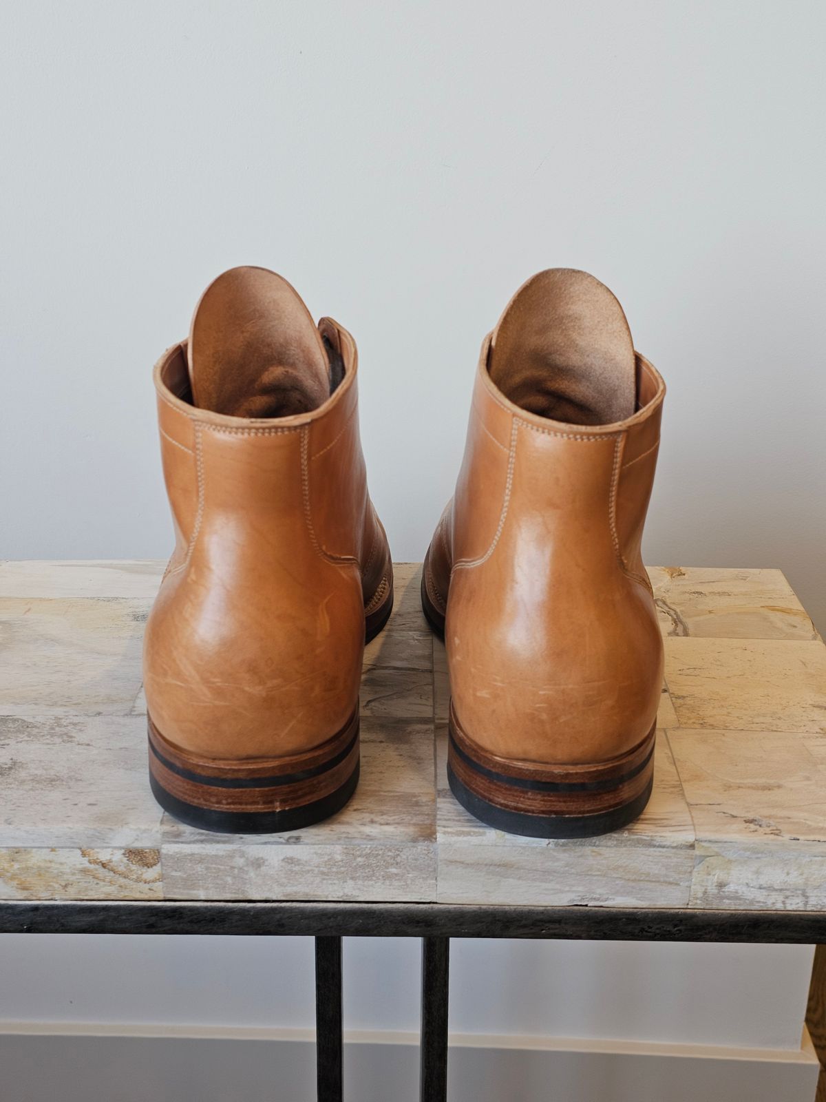 Photo by cgbaird2 on November 4, 2025 of the Viberg Service Boot in Maryam Natural Horsebutt.