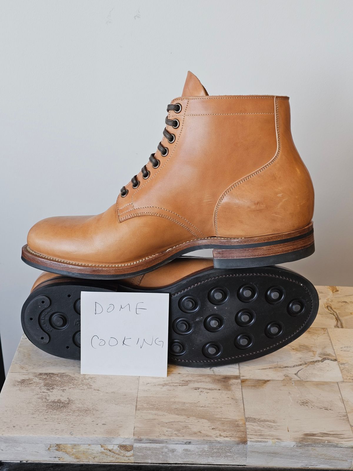 Photo by cgbaird2 on November 4, 2025 of the Viberg Service Boot in Maryam Natural Horsebutt.